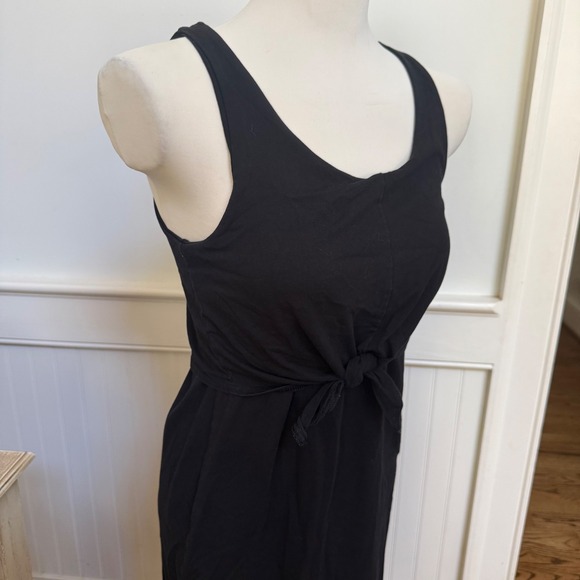 Pact Womens Organic Cotton Tie Front Midi T-Shirt Dress Black Small Sleeveless - Picture 2 of 5